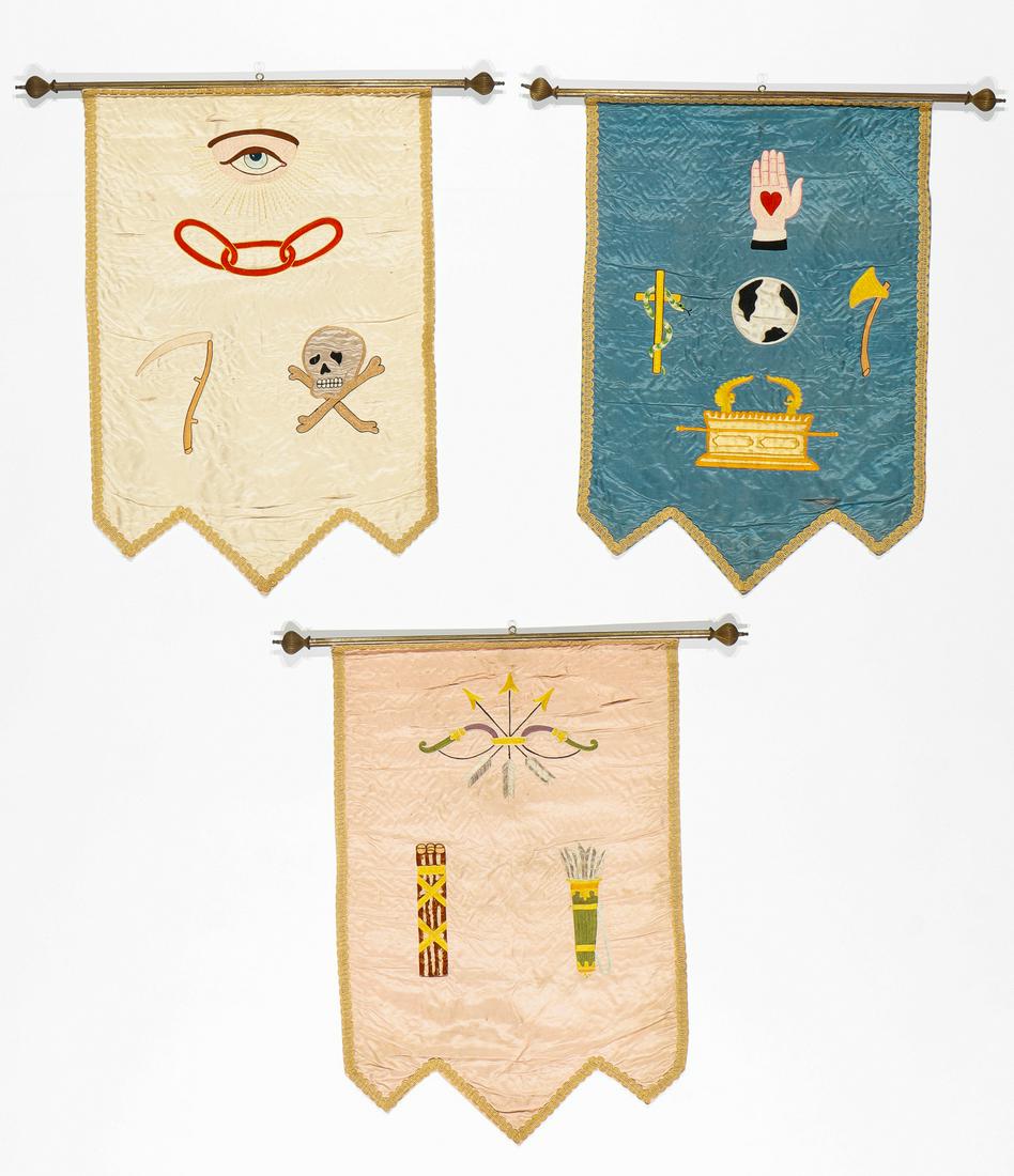 3 Antique Fraternal Order Odd Fellows Banners (1 of 2)