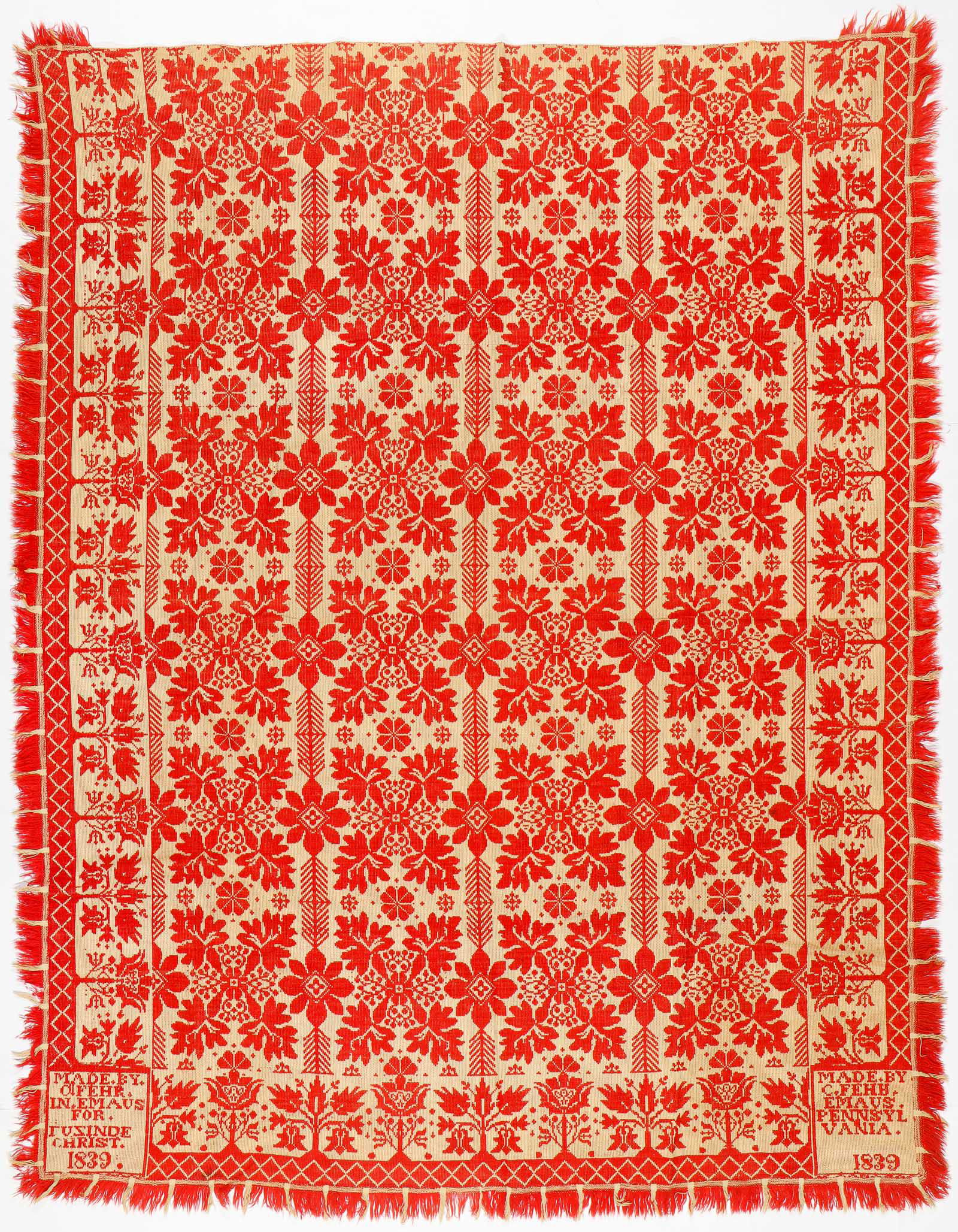 19th C. Pennsylvania Jacquard Coverlet (1 of 4)