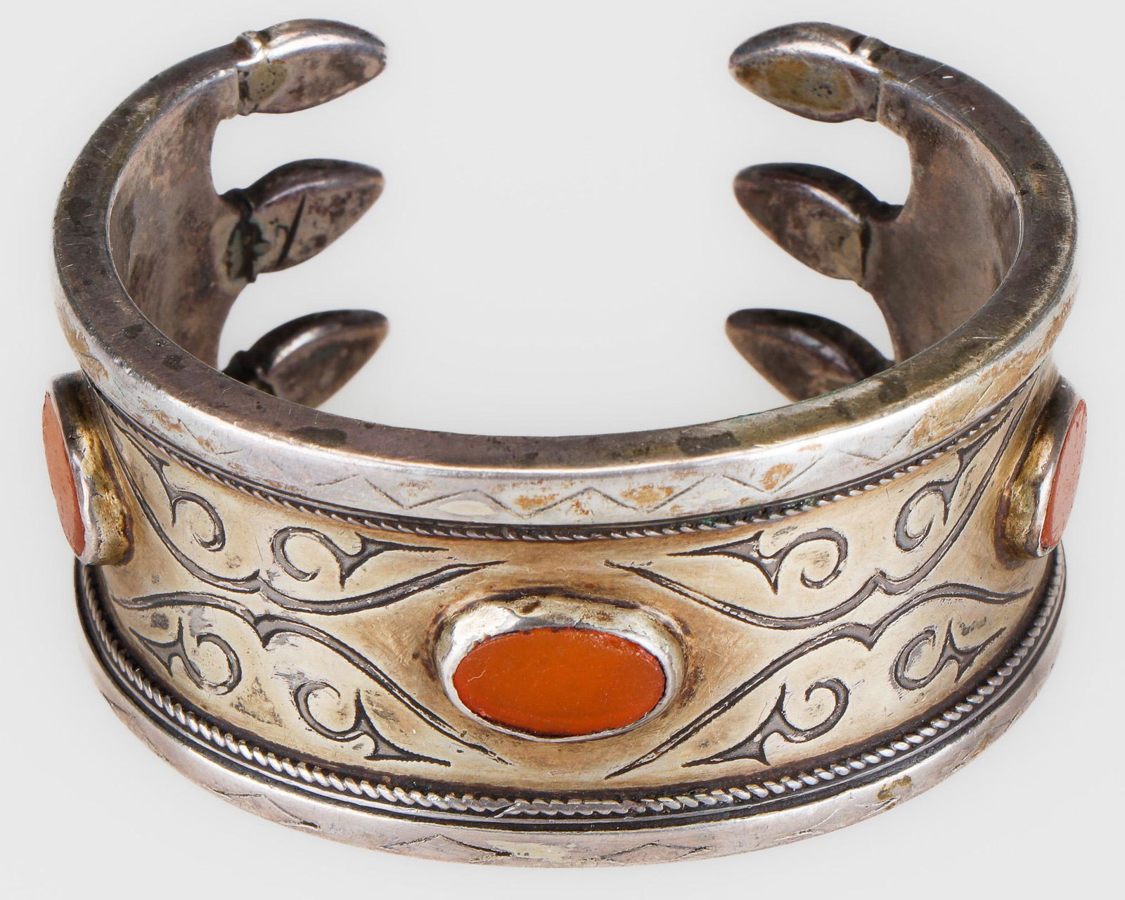 Turkmen Gilt Silver and Carnelian Cuff, 19th C. (1 of 5)