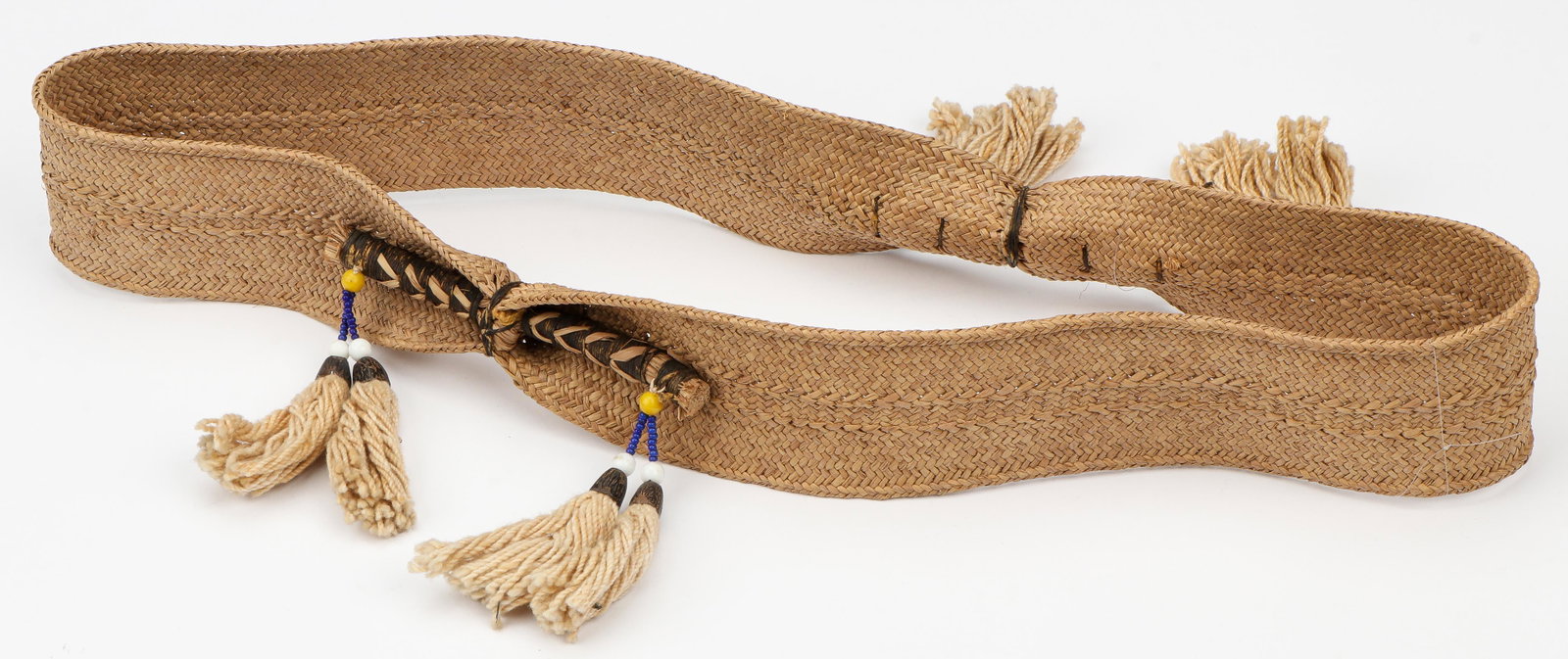 Amazonian Mekrenoti Baby Carrier, Brazil: Amazonian Mekrenoti Baby Carrier, Brazil. Woven plant fiber. Size: 3'' x 21'' (8 x 53 cm).
