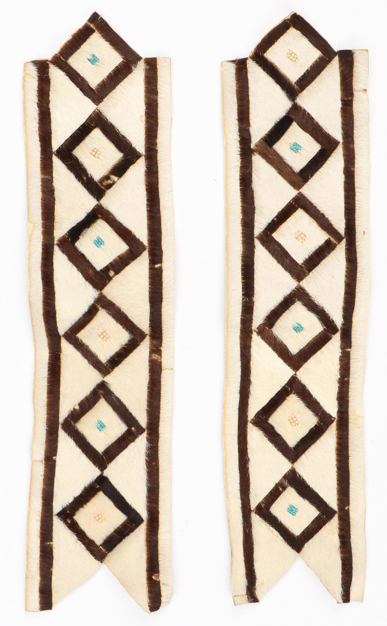 Pair of Inuit Pieced Caribou Pelt Mukluk (Boot) Decoration, Mid 20th C. (1 of 2)