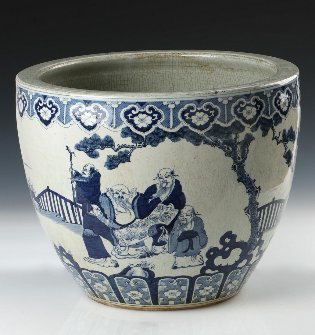 Chinese Blue and White Porcelain 21" Vase Planter (1 of 6)