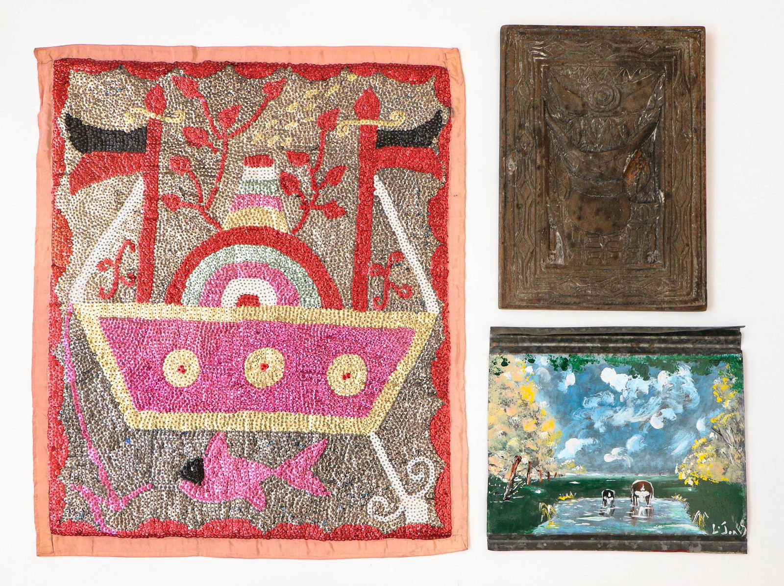Leonard Jones (Outsider Artist, B.1950) Painting, Voodoo Flag, And 1 Other Item (1 of 7)