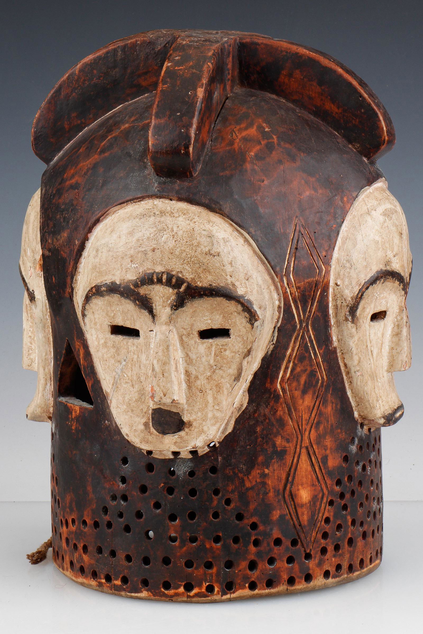 African Fang Helmet Mask with 4 Faces, Gabon (1 of 3)