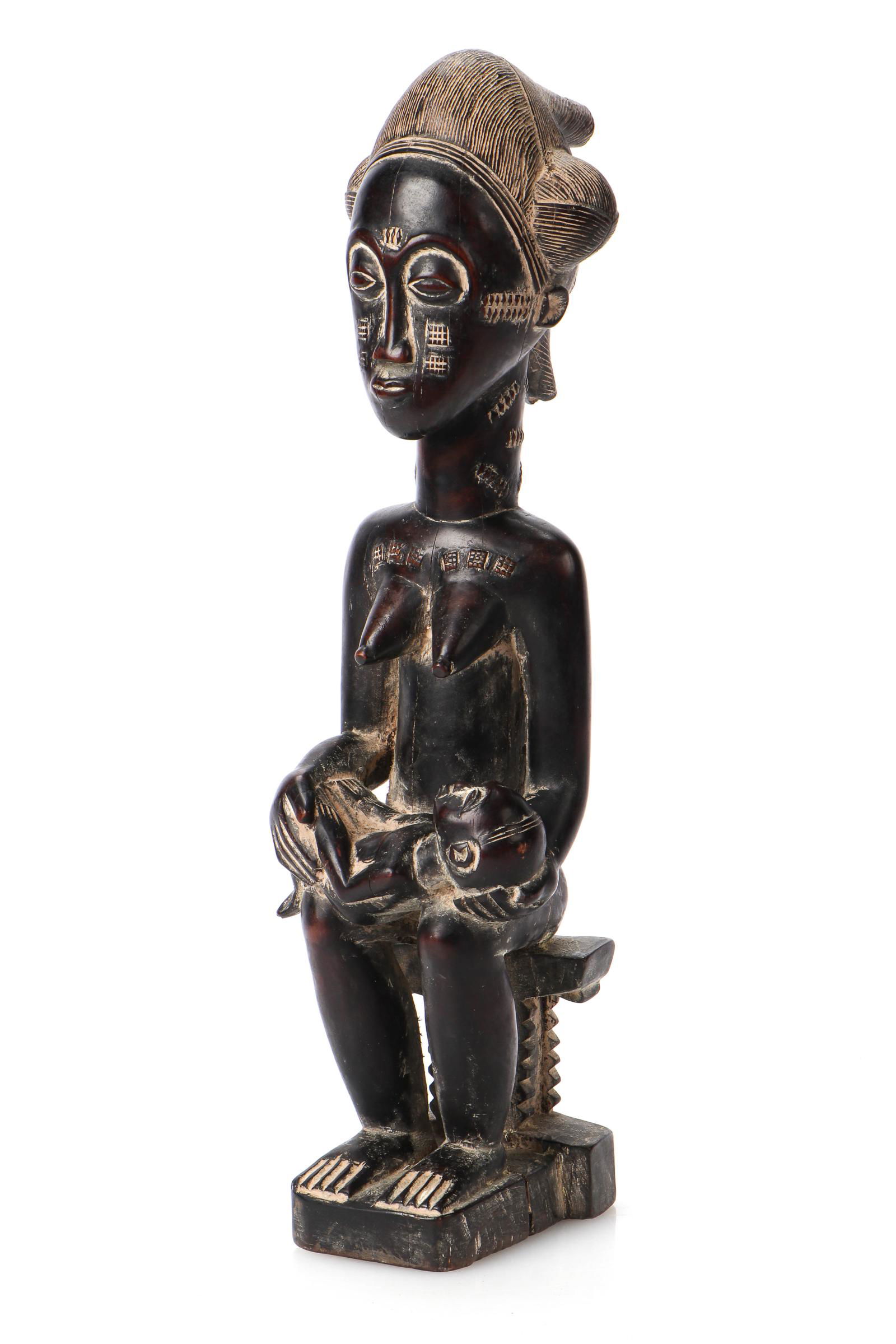 African Baule Maternity Figure of a Mother and Child, Ivory Coast (1 of 9)
