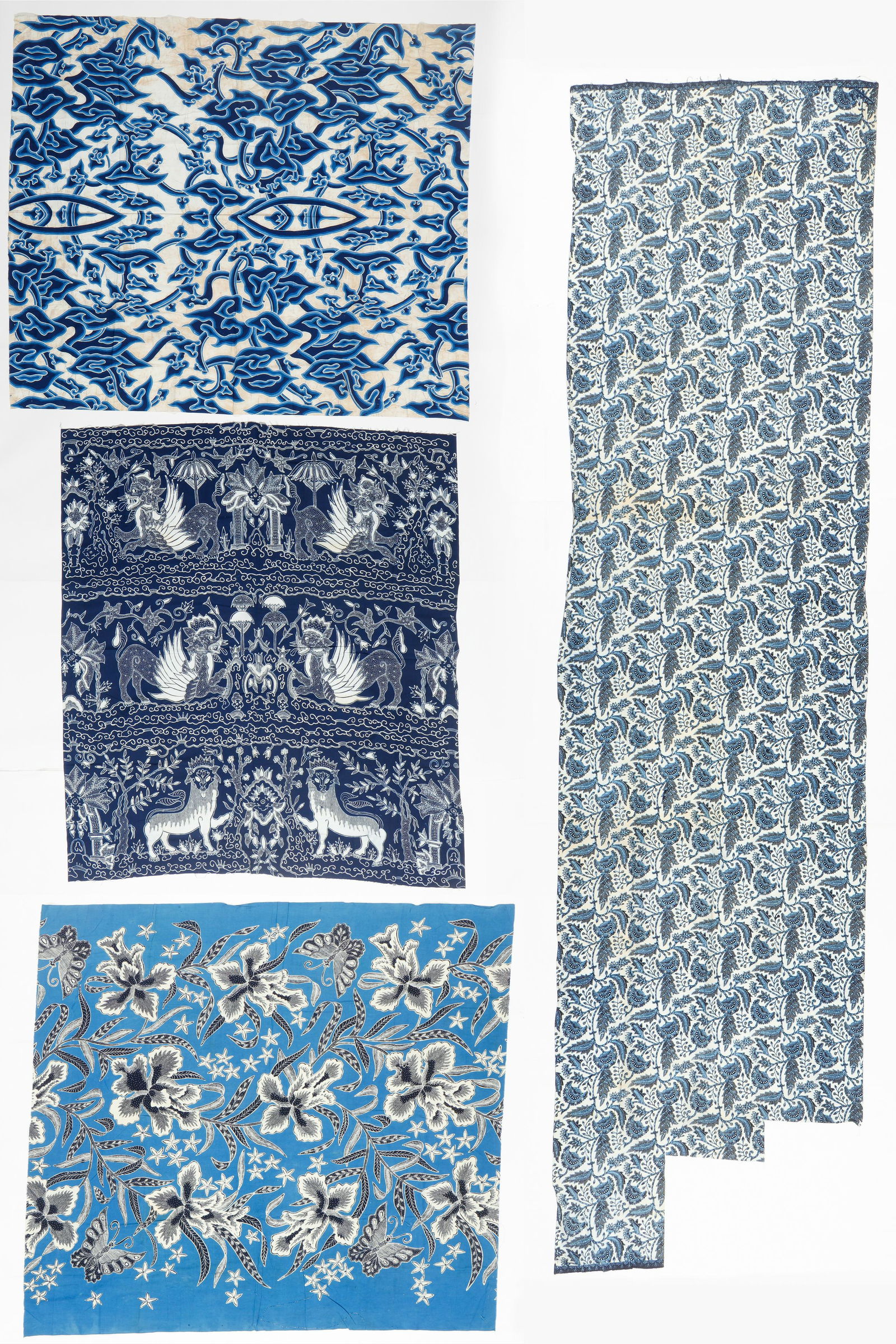 4 Blue & White Indonesian Batik Textiles, Late 20th C. (1 of 4)