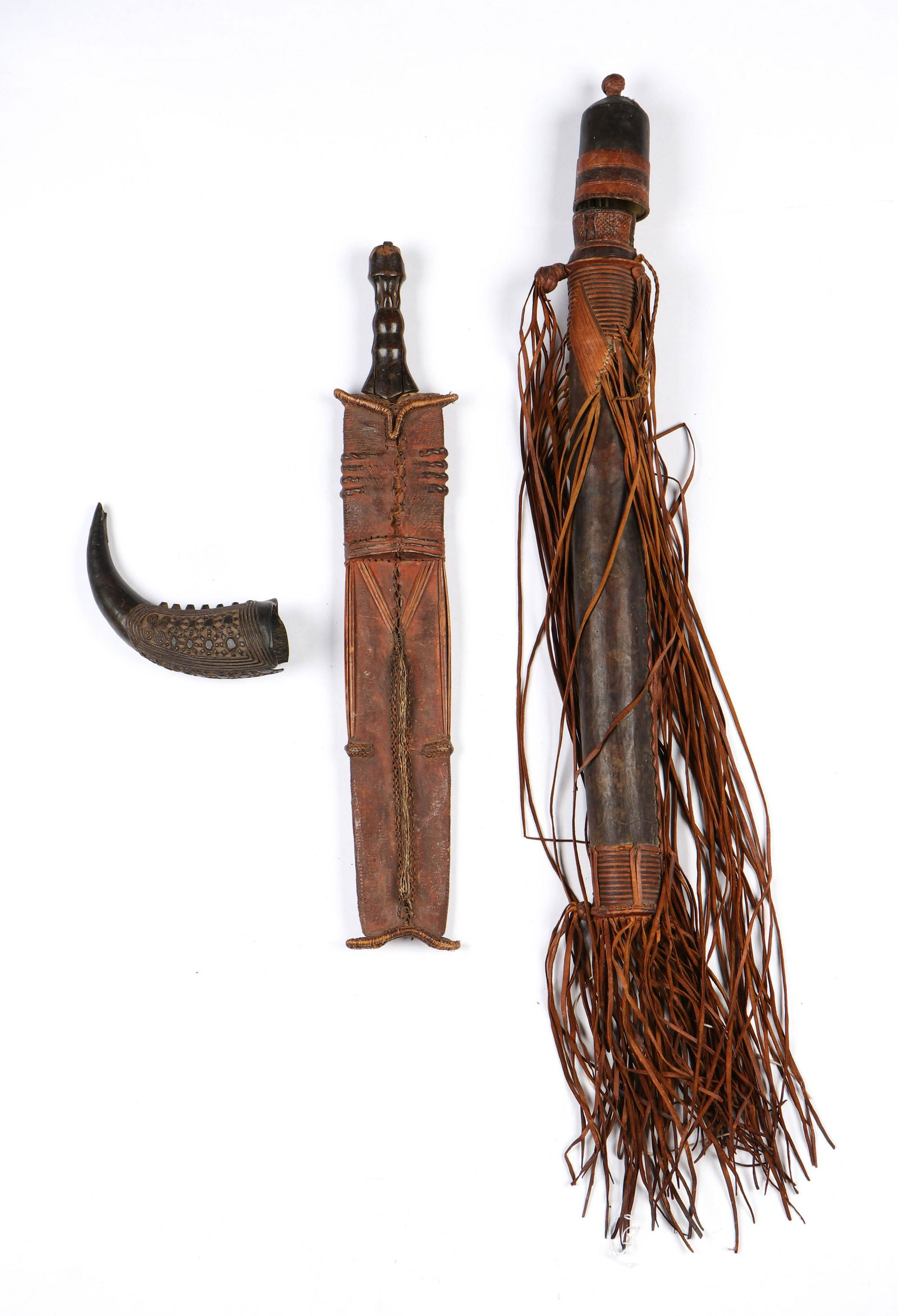 African Congolese Dagger, Quiver and Drinking Horn (1 of 5)