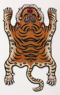 Modern Tibetan Wool Tiger Rug: Modern Tibetan Wool Tiger Rug. Size: 2'0'' x 3'3'' (61 x 99 cm). Weight: 4 lbs