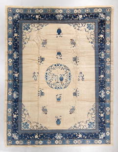 Fine Chinese Peking Rug, 19th C., 8'11'' x 11'6'': Fine Chinese Peking Rug, 19th C., 8'11'' x 11'6'' (272 x 351 cm). Weight: 45 lbs. Material: wool pile, cotton warp, cotton weft.