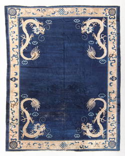 Peking Dragon Carpet, China, Late 19th C., 9'0'' x 11'4'': Peking Dragon Carpet, China, Late 19th C., 9'0'' x 11'4'' (274 x 345 cm). Weight: 46 lbs. Material: wool pile, cotton warp, cotton weft.