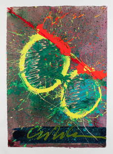 Dale Chihuly (American, B.1941): Dale Chihuly (American, B.1941) Untitled, acrylic painting on hand made acid free paper, signed. Size: 49.75'' x 29.5'', (126 x 75 cm).