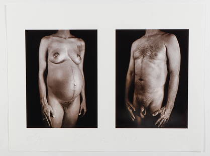 Chuck Close (American, 1940-2021): Chuck Close (American, 1940-1921) Untitled Diptych from the Portfolio "Doctors of the World," 2001. Digital pigment prints from daguerreotypes, signed, dated and numbered HC X/X. Edition of 100.