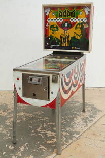 Stephen Powers "ESPO" (b. 1968) Pinball Machine: Stephen Powers "ESPO" (American, b. 1968) Full Tilt Hand Painted Pinball Machine, signed. This lot is pictured in the artist's 1999 book The Art of Getting Over. Size: 69'' x 30'' x 52'' (175 x 76 x