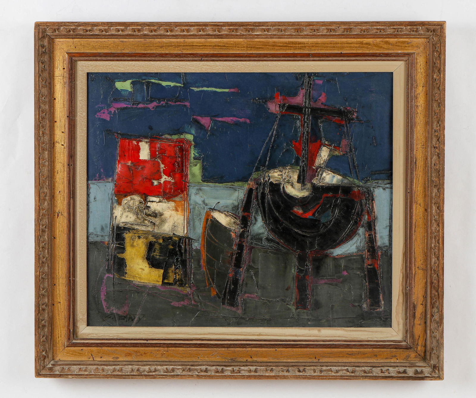 Claude Venard (French, 1913-1999) "Boat in Dock" (1 of 3)