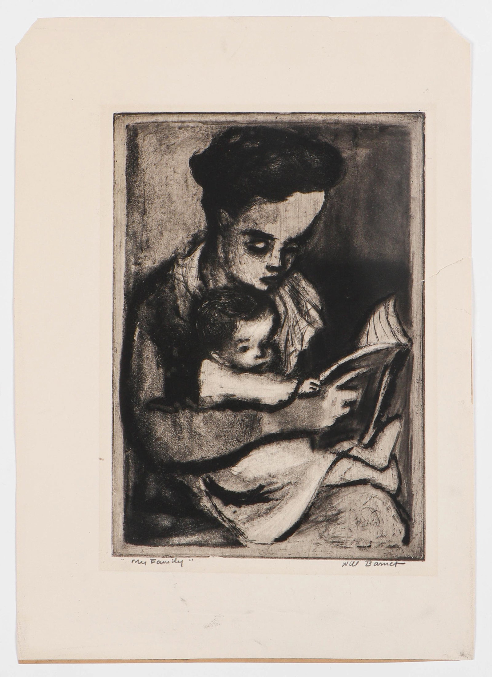 Will Barnet (American, 1911-2012) "My Family": Will Barnet (American, 1911-2012) "My Family", engraving, titled and signed. Unframed. Size: 10'' x 7'', 25 x 18 cm (image); 14.25'' x 10'', 36 x 25 cm (sheet).