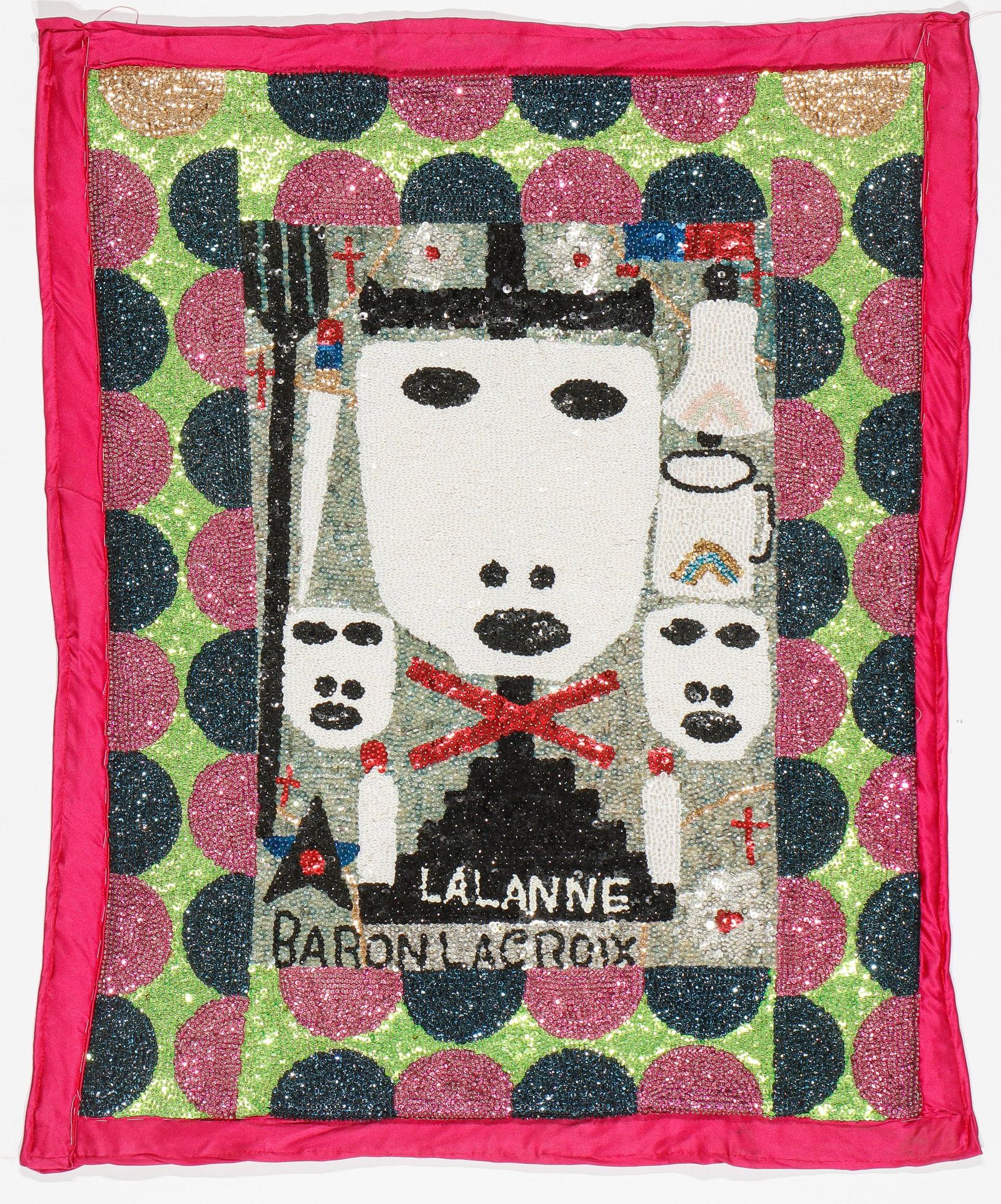 Haitian Drapo Vodou Flag, "Baron LaCroix,  Signed: Lalanne (1 of 4)