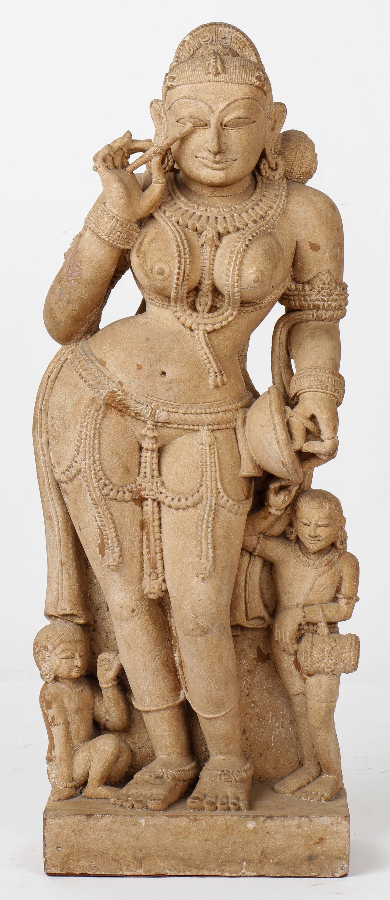 Ancient Indian Carved Sandstone Figure of the Divine Courtesan "Salabhanjika" (1 of 5)