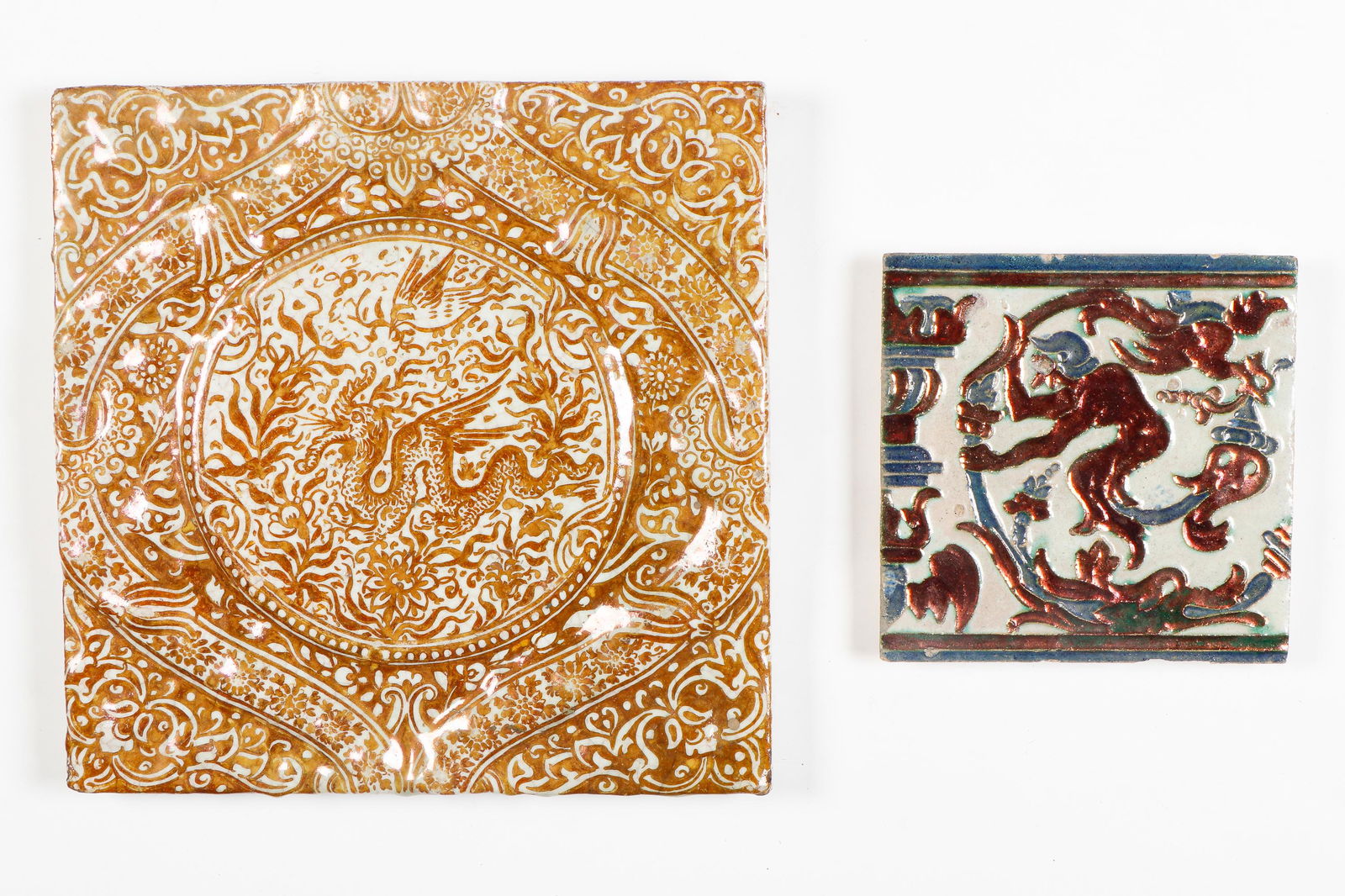 Hispano Moresque Tile and a Quajar Persian Tile, 19th C. (1 of 4)