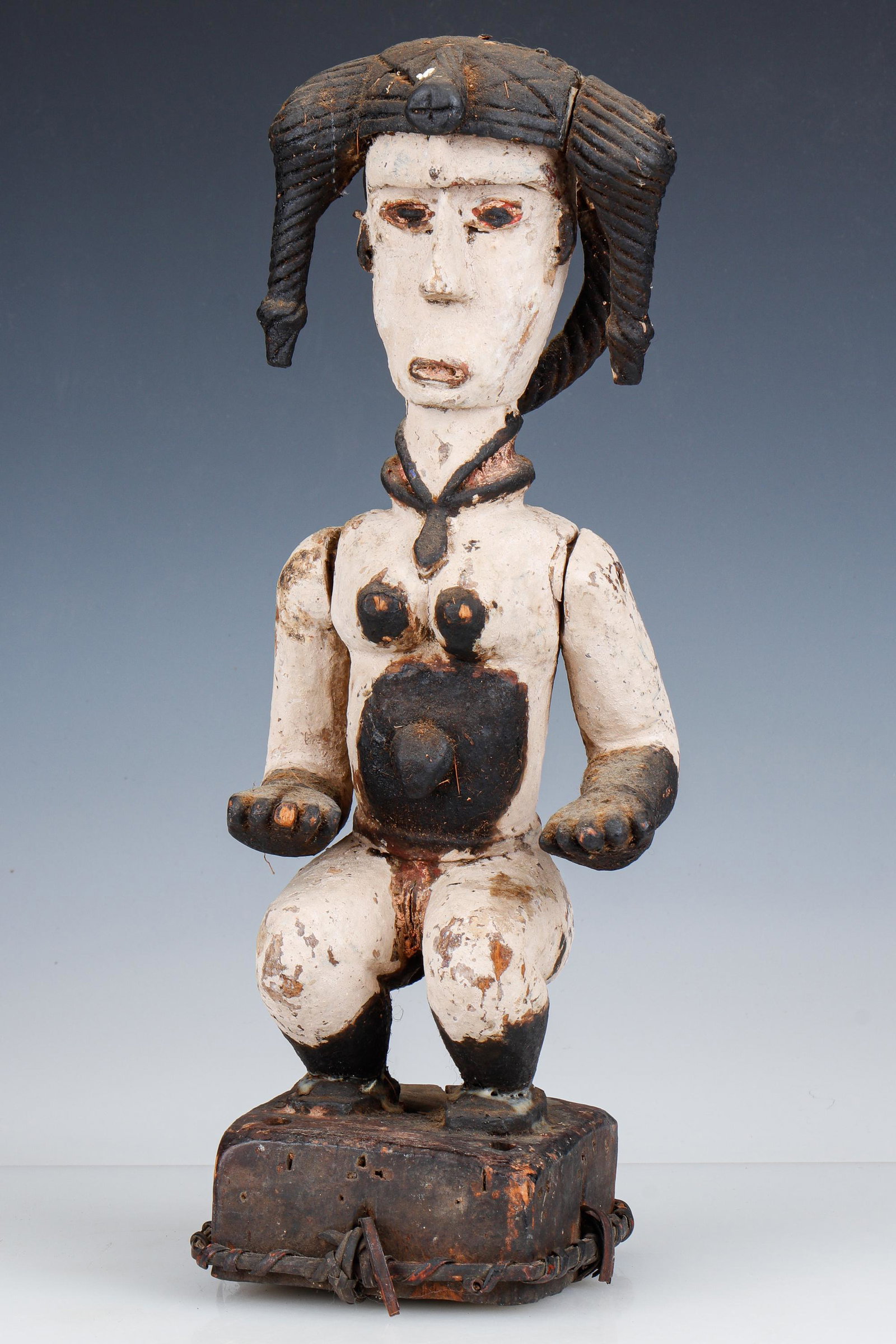 African Ibo Headdress Figure, Nigeria: African Ibo Headdress Figure, Nigeria. Carved wood and pigment. Provenance: Ex. Estate Collection Isadore and Nancy Marder, Philadelphia. Size: 16'' x 6'' x 5'' (41 x 15 x 13 cm).