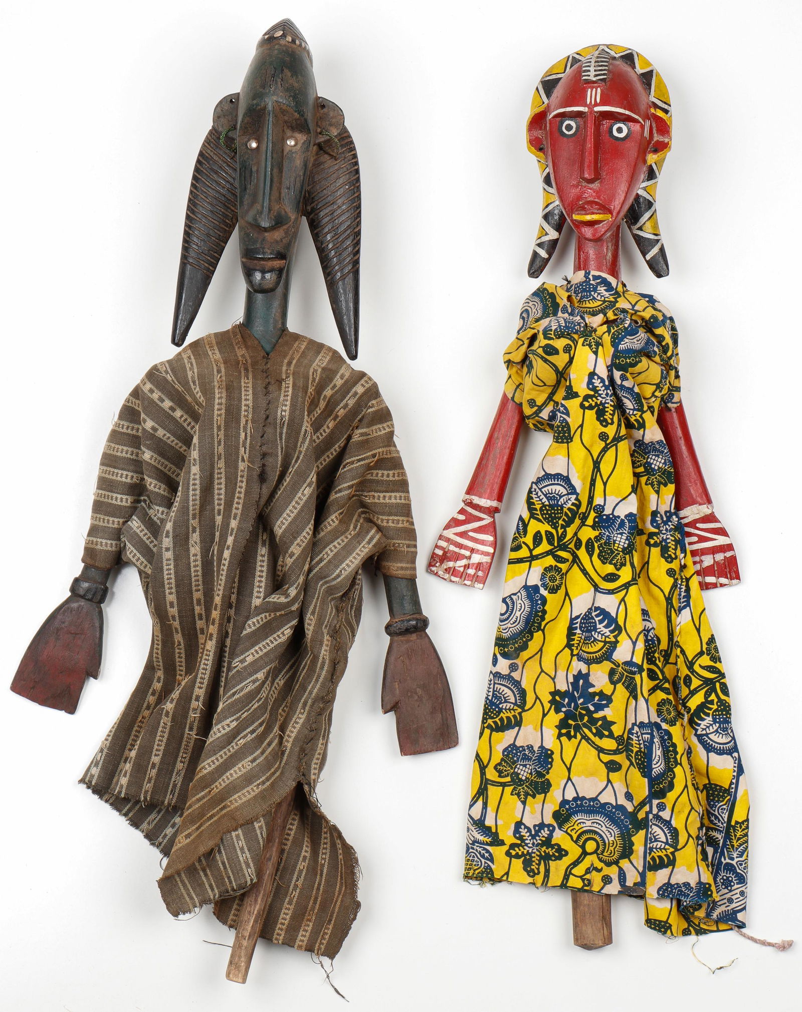 Two African Bamana Sogo Bo Puppets, Mali, Mid 20th C. (1 of 2)