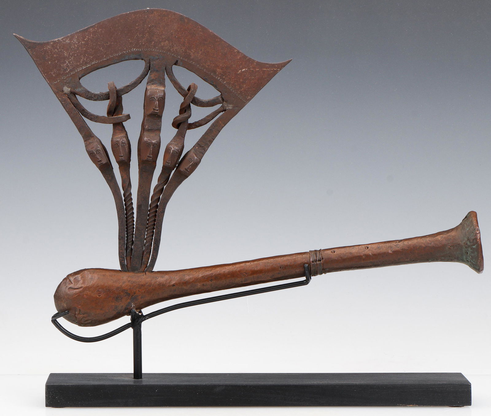 African Songye Prestige Axe with 12 Ancestor Faces, DRC (1 of 4)