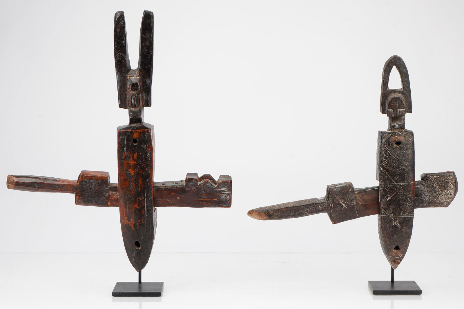 Two African Bamana Figural Door Locks, Mali (1 of 4)