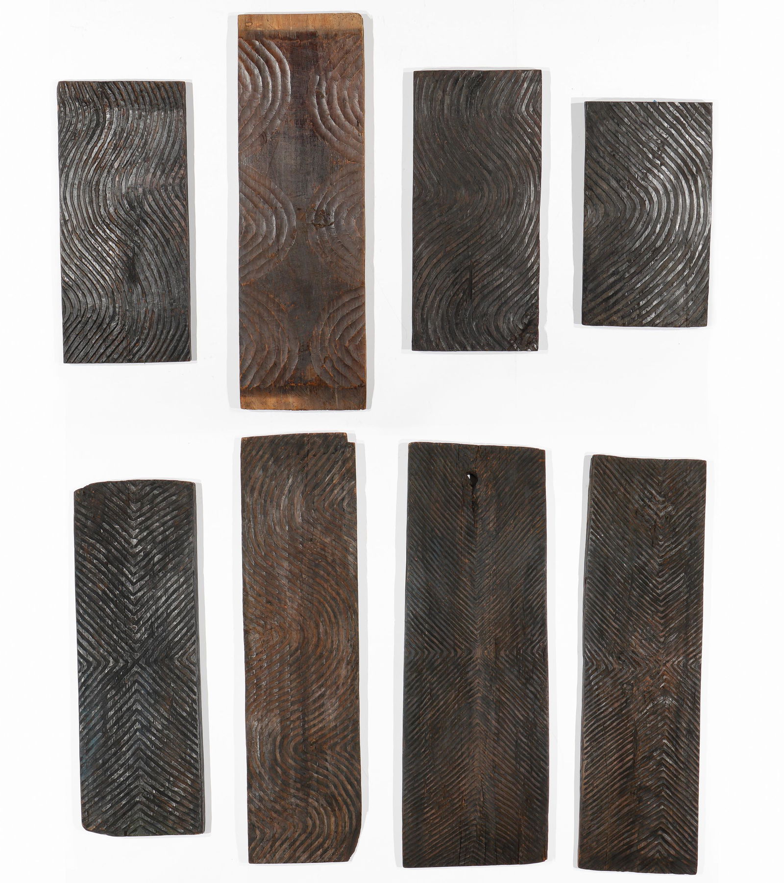 Eight Rare 19th C. N. Ifugao Carved House Panels, Philippines (1 of 2)