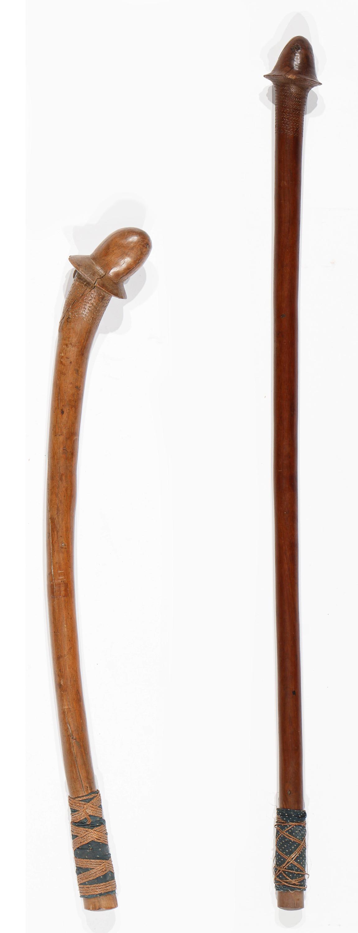 2 New Caledonian  Kanak War Clubs, Melanesia (1 of 5)