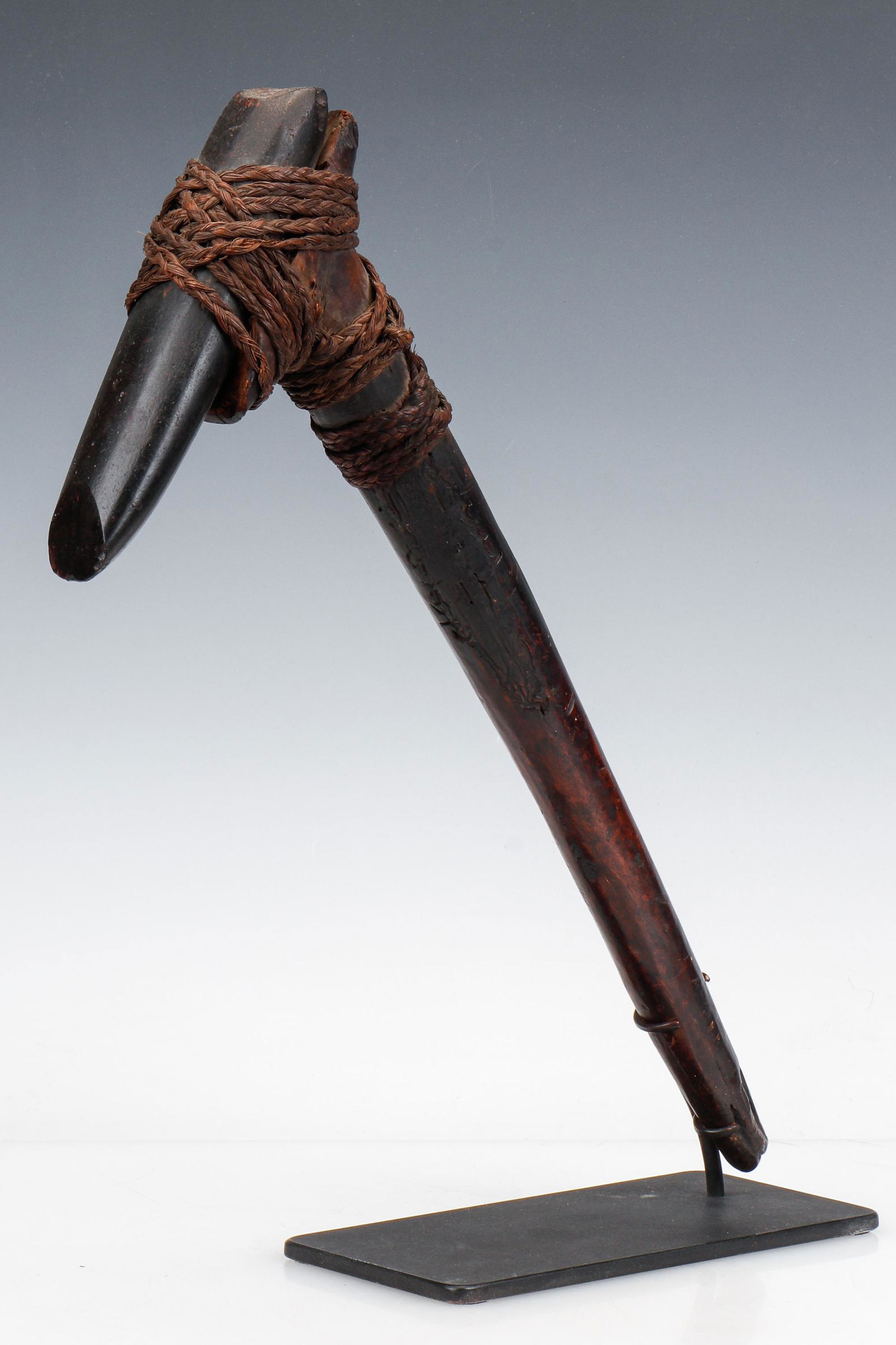 18th C. Tahitian Hafted Basalt Adze (1 of 4)