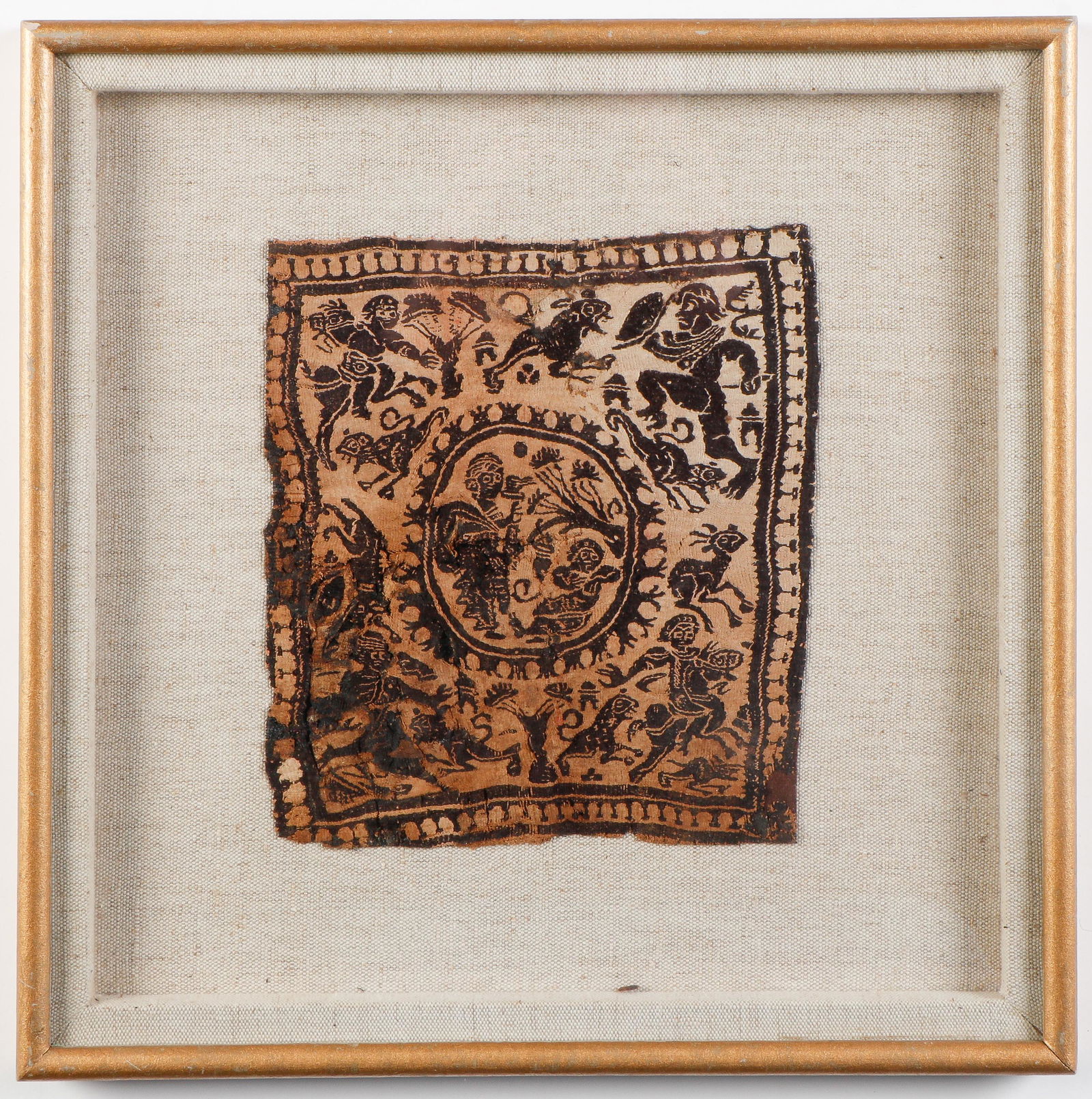 Egyptian Coptic Textile Tabula with Hunting Scenes (1 of 3)