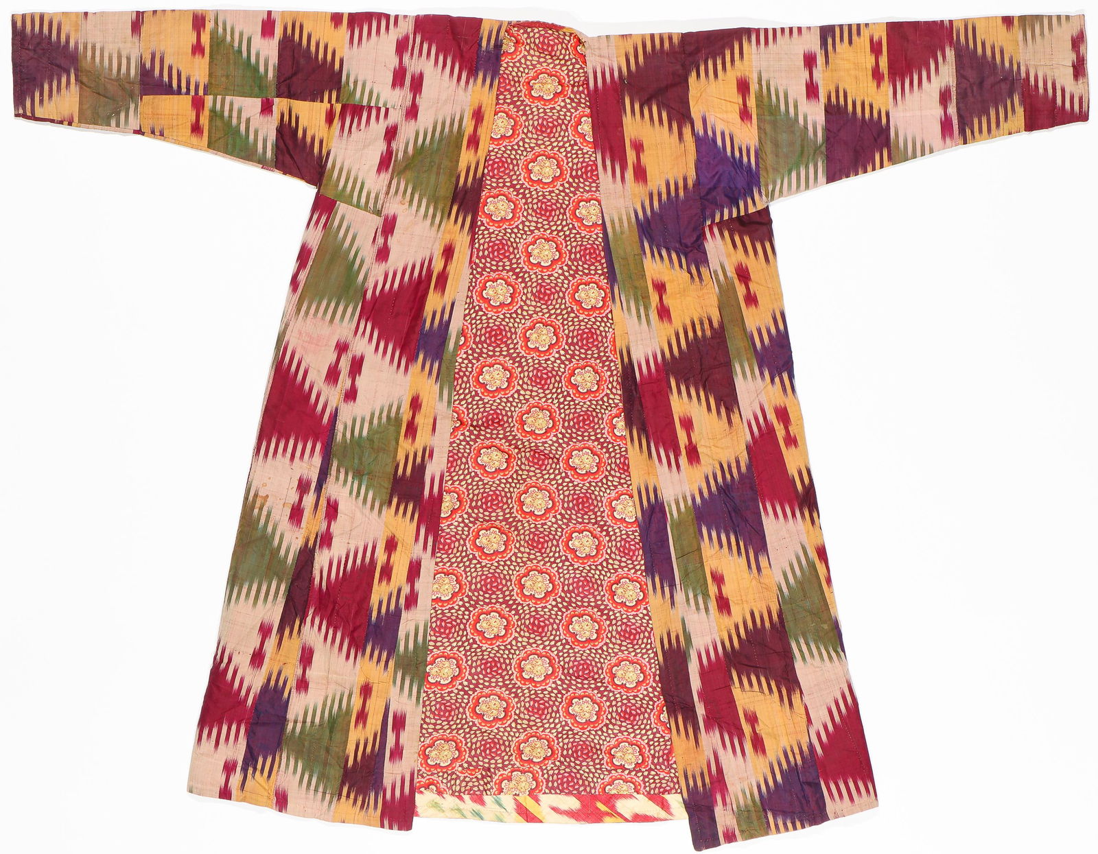 Uzbek Silk Ikat Chapan With Russian Cotton Lining, 19th C. (1 of 5)