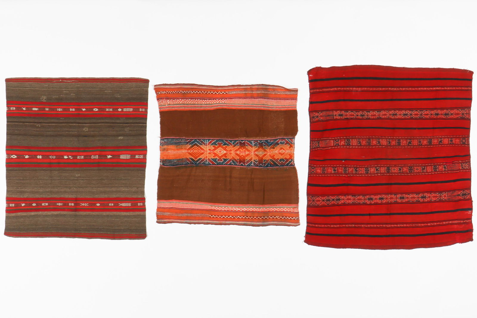 3 Andean Woven Wool Textiles "Manta", Early-Mid 20th C. (1 of 3)