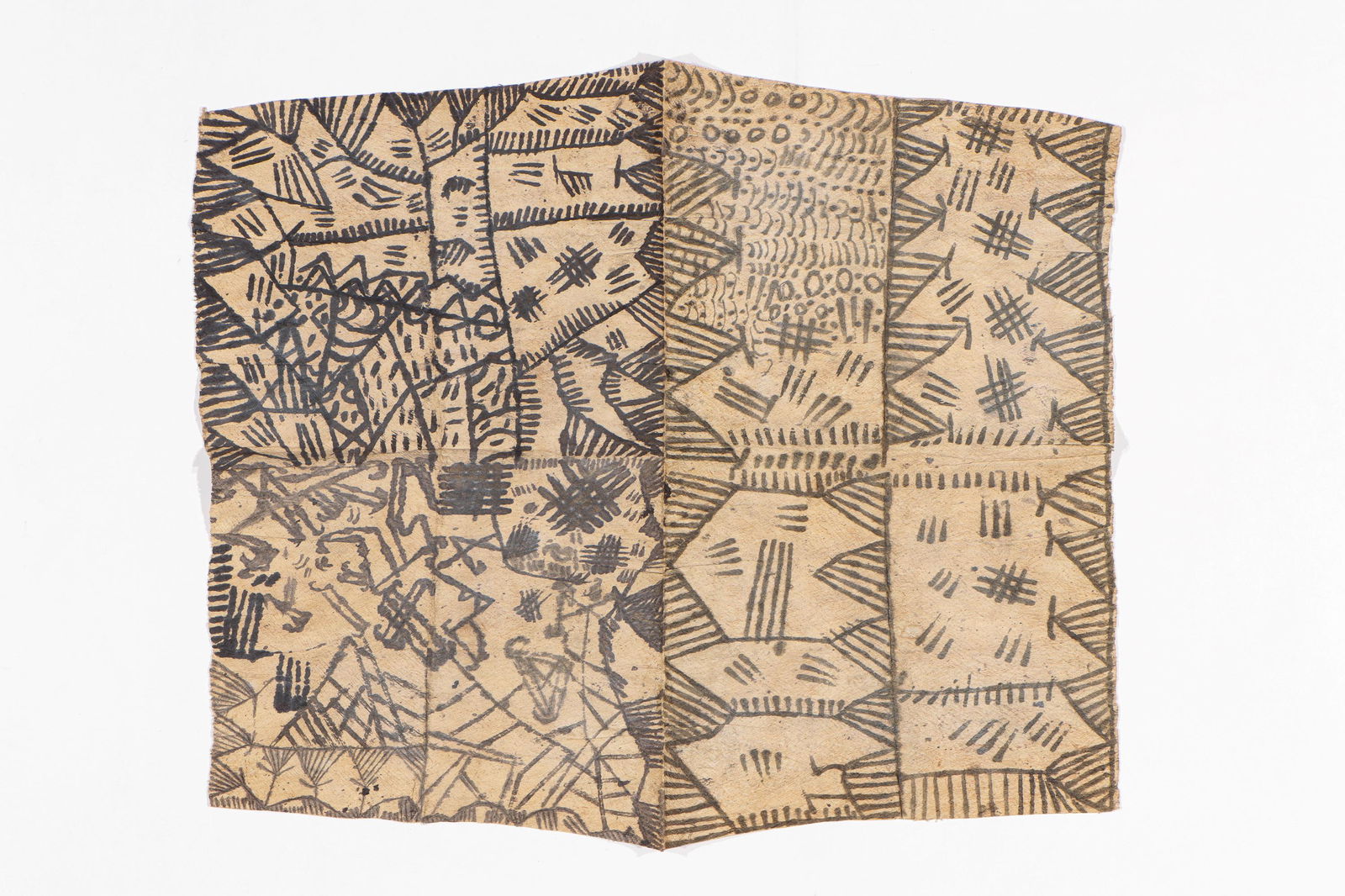 Mbuti Painted Barkcloth (Pongo), DRC, Mid 20th C. (1 of 2)