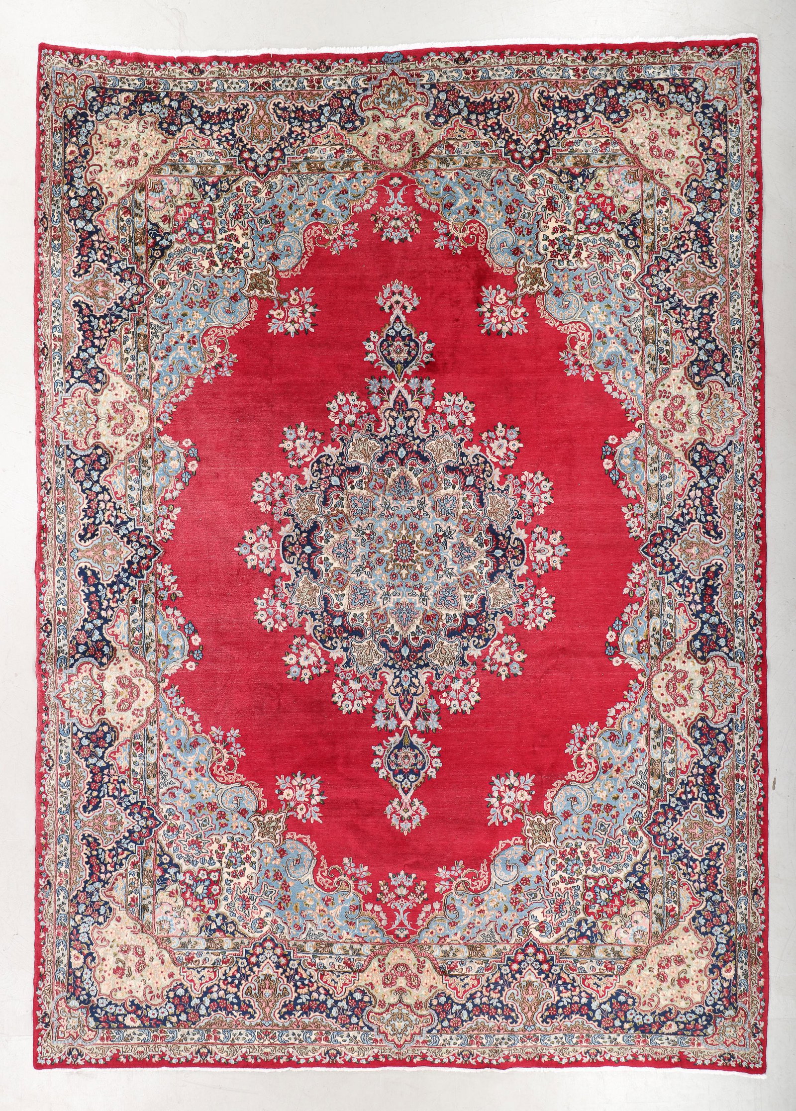 Kerman Rug, Persia, Mid 20th C., 8'10'' x 12'5'': Kerman Rug, Persia, Mid 20th C., 8'10'' x 12'5'' (269 x 378 cm). Weight: 58 lbs. Material: wool pile, cotton warp, cotton weft.