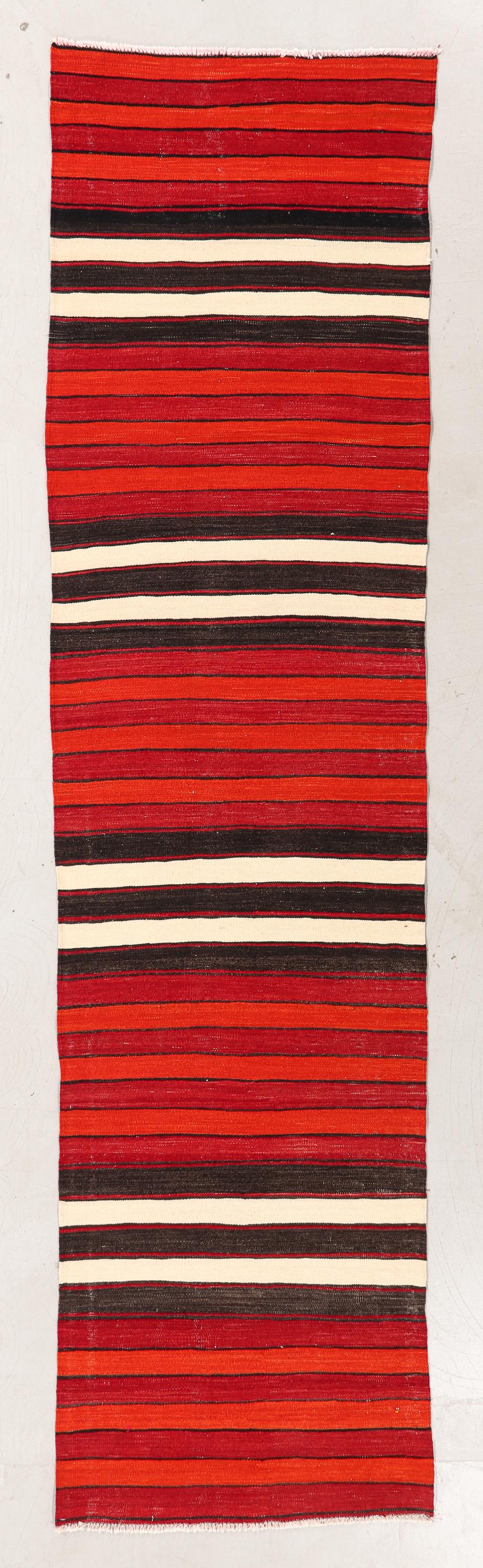 Striped Nomad Kilim, Turkey, Mid 20th C., 2'10'' x 11'3'' (1 of 4)