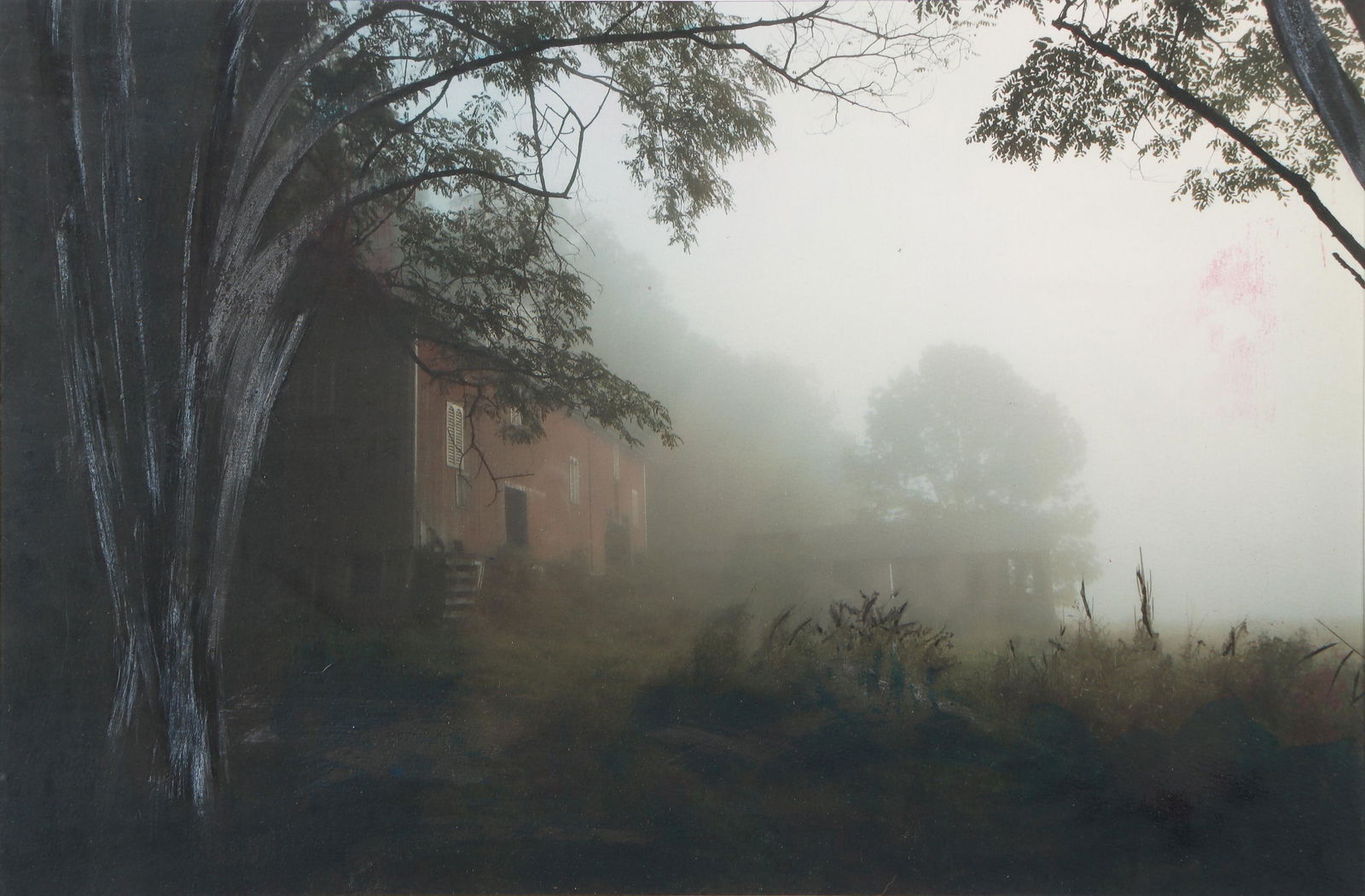 Ernestine Ruben (American) "Mr Bill's Barn", 2008: Ernestine Ruben (American, b. 1931) "Mr Bill's Barn", 2008, Color enhanced B&W photo. Size: 9.5'' x 14.5'', 24 x 37 cm (sight); 16.5'' x 20.25'', 42 x 51 cm (frame). Provenance: The Jimmy and Angela C