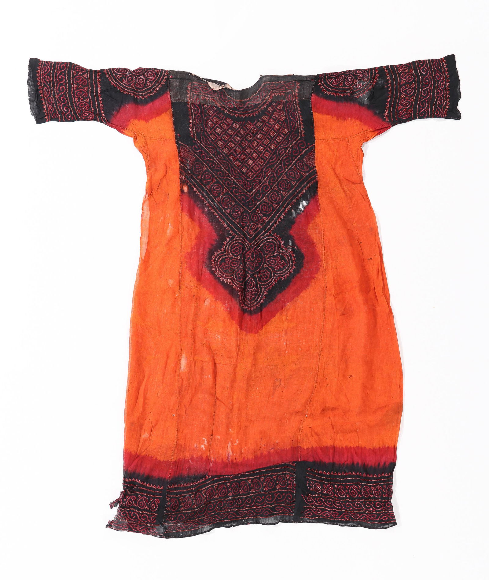 Dress With Tie Dye On Chinese Handwoven Silk, India, Early-Mid 20th C. (1 of 5)