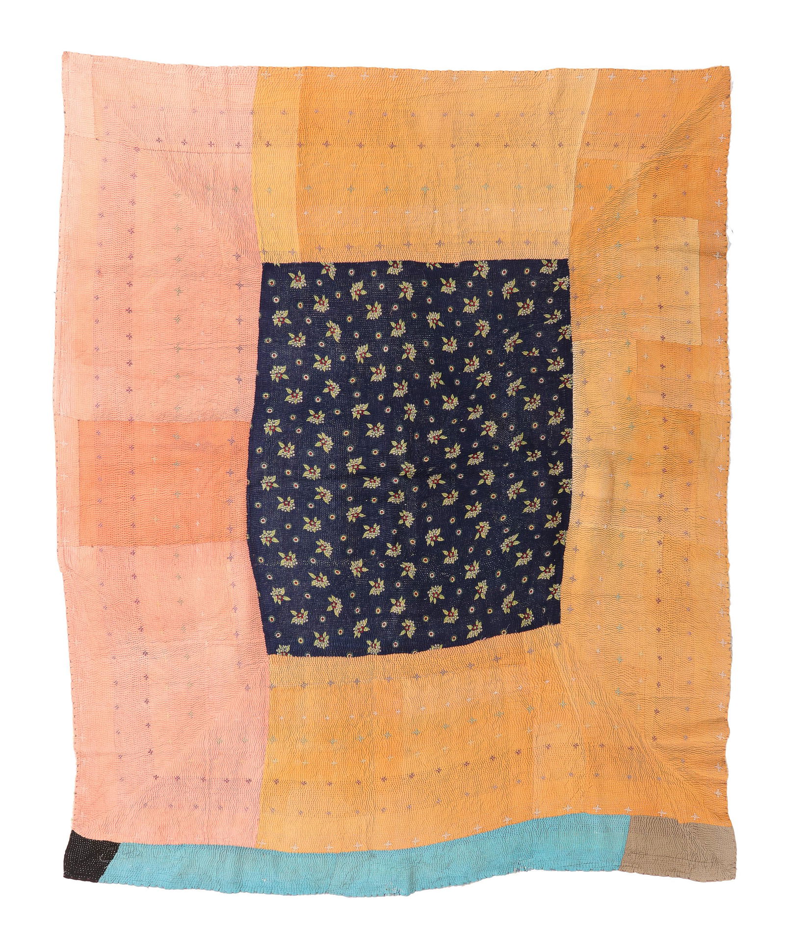 Quilted And Embroidered Pieced Textile, India, Mid 20th C. (1 of 3)