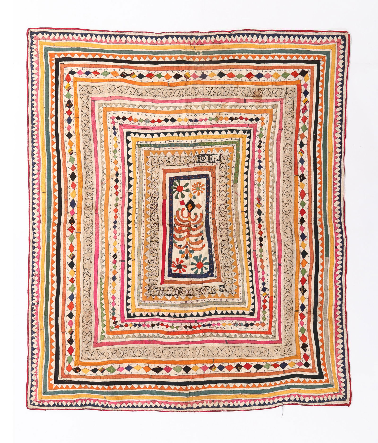Embroidered Bed Cover With Applique, India, Early-Mid 20th C. (1 of 4)