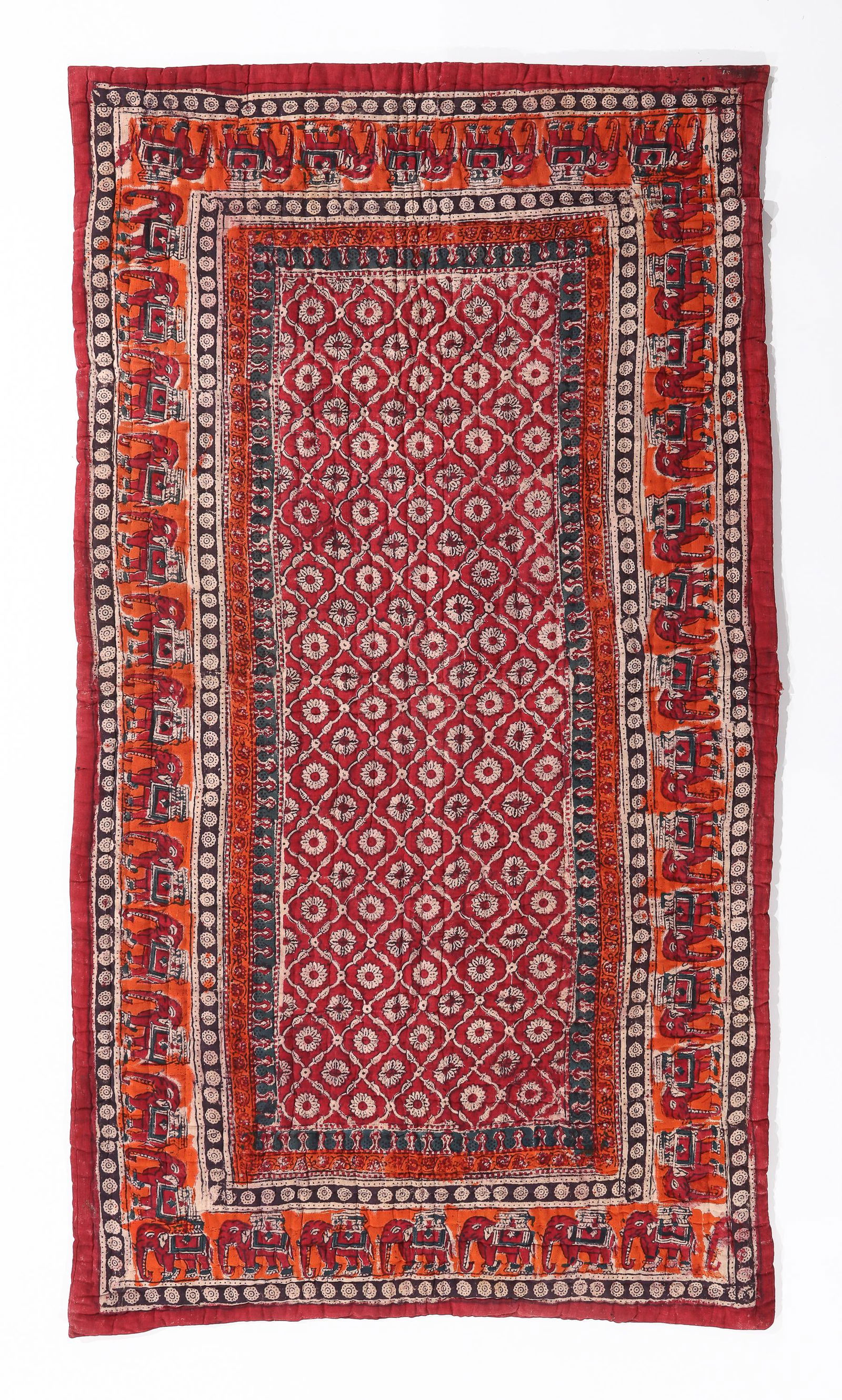 Kalamkari Cotton Block Print Textile, India, Early 20th C. (1 of 4)