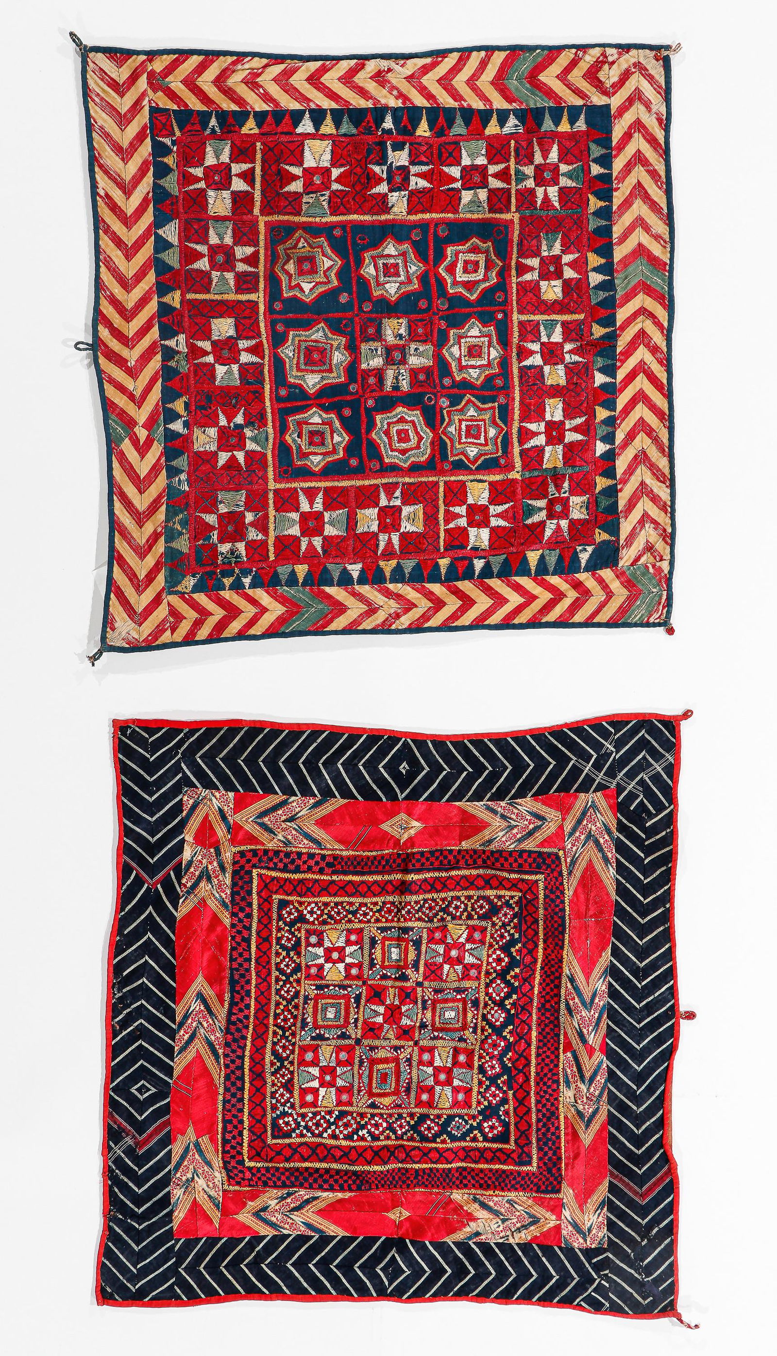 2 Embroidered Textile Hangings (Chakla), India, Early-Mid 20th C. (1 of 2)