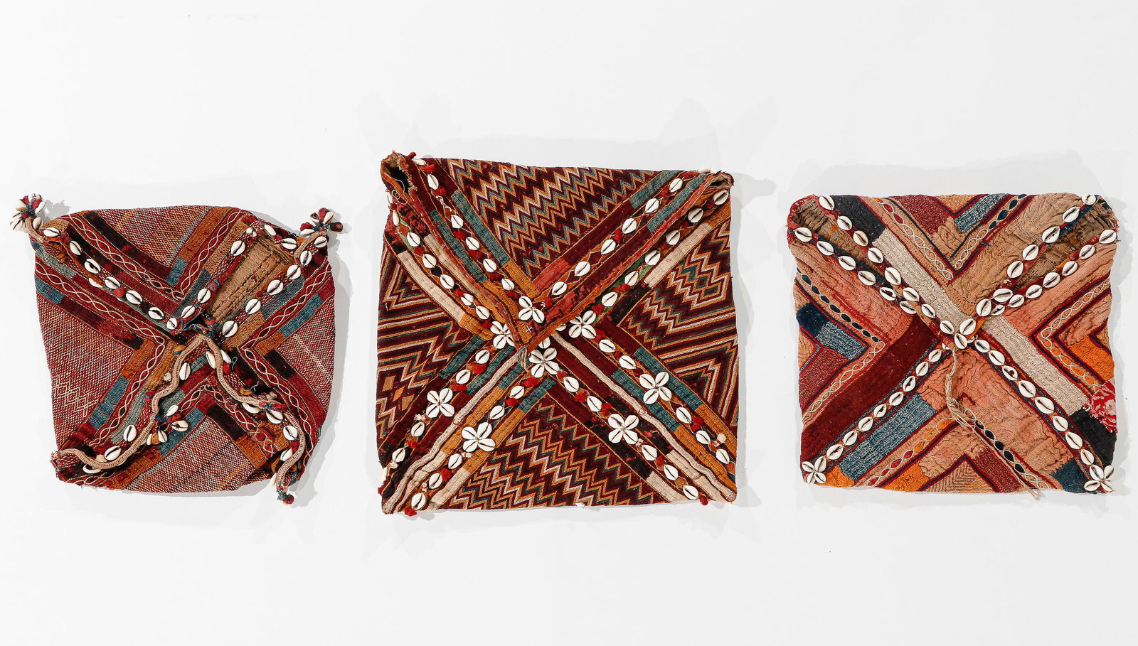 3 Embroidered Banjara Bags With Cowrie Shells, India, Early 20th C. (1 of 3)