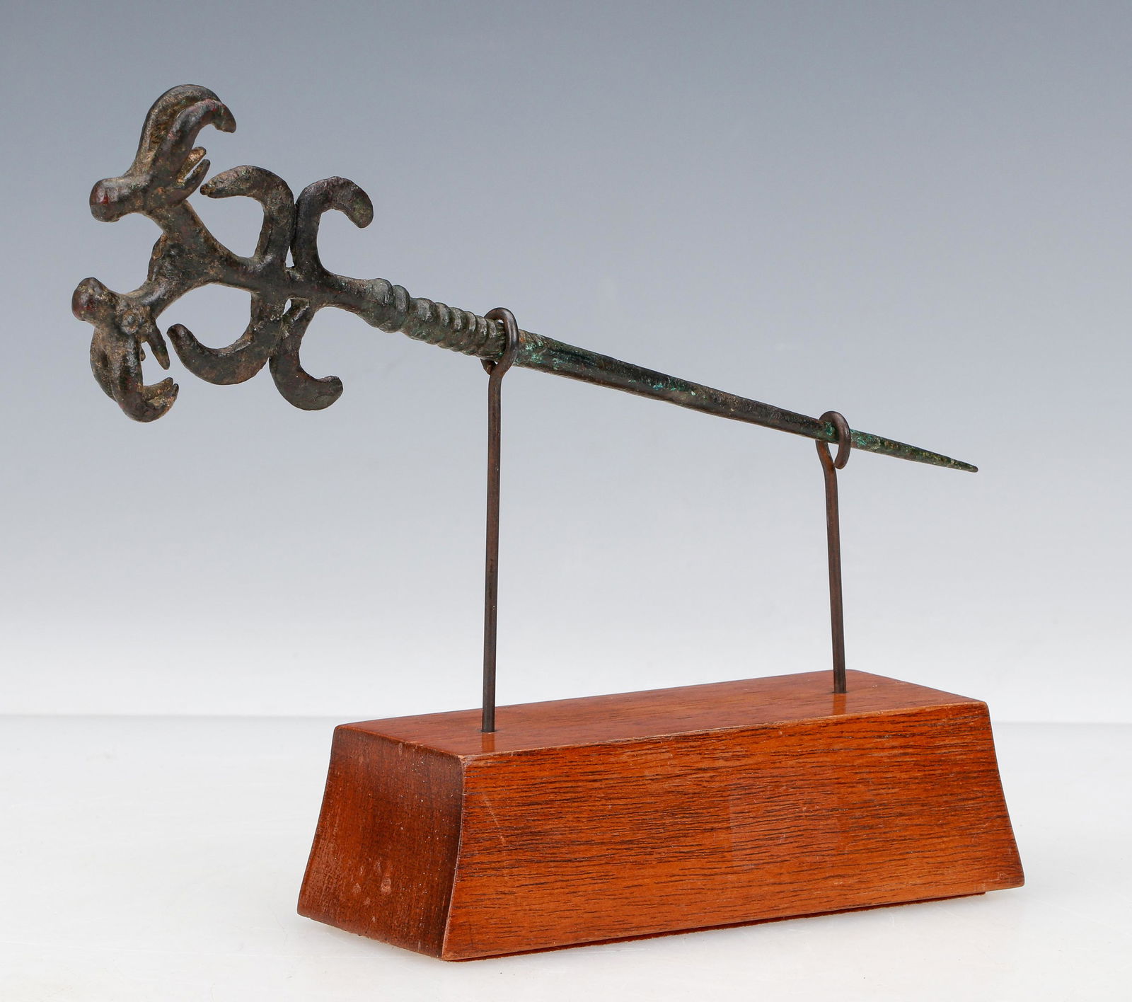 Ancient Luristan Bronze Pin with Double Ibex (1 of 5)