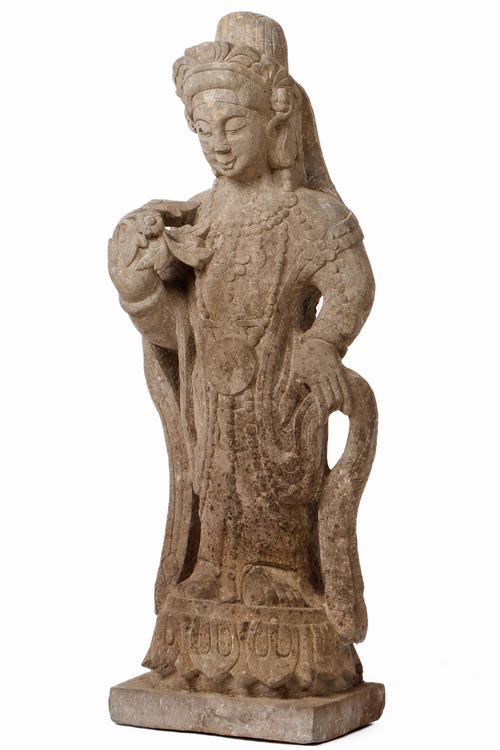 Carved Antique Stone Buddhist Figure, Ht. 36" (1 of 6)