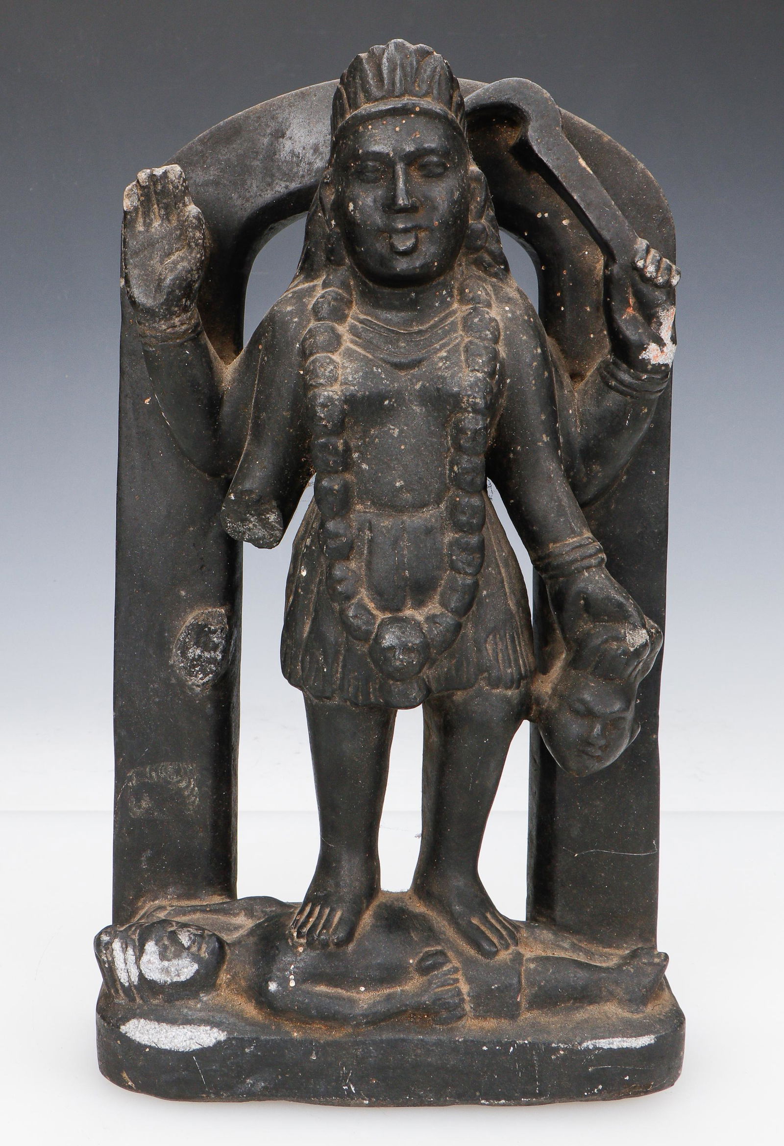 Antique Himalayan Black Stone Stele of Mahakala (1 of 4)