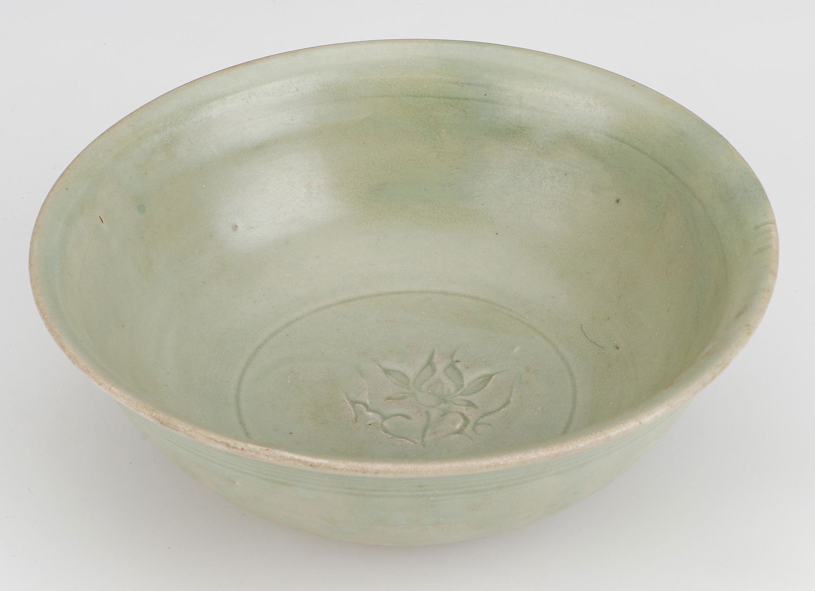 Korean Celadon Glazed Bowl, 18th/19th C.: Korean Celadon Glazed Bowl, 18th/19th C. Size: 3'' x 7.25'' x 7.25'' (8 x 18 x 18 cm). Provenance: Sylvia and Philip Chaplain Collection, New Hampshire.