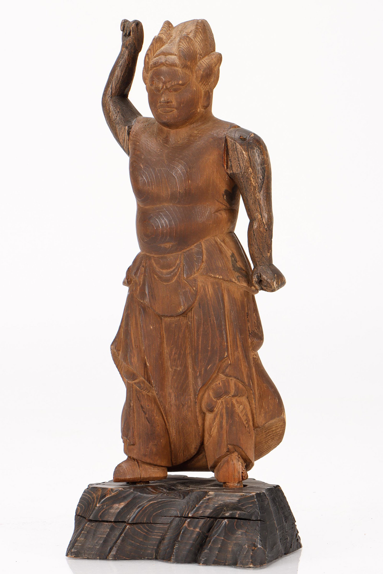 Japanese Muromachi Style Guardian Figure, 18th C. or Earlier: Japanese Muromachi Style Guardian Figure, 18th C. or Earlier. Carved wood. Size: 13.5'' x 5'' x 2.5'' (34 x 13 x 6 cm). Provenance: Sylvia and Philip Chaplain Collection, New Hampshire.