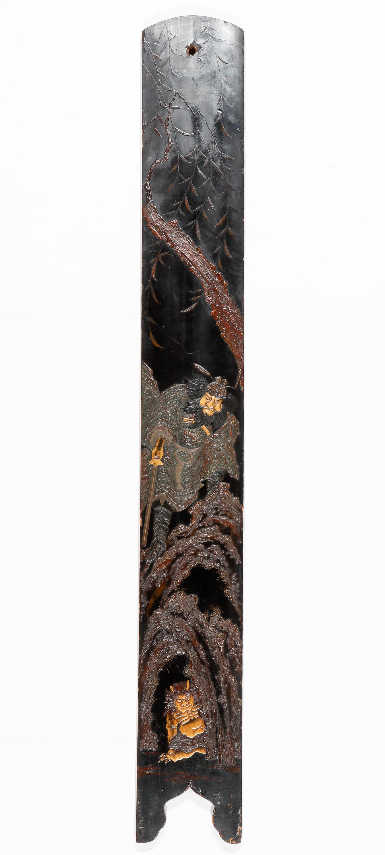 Antique Japanese Figural Lacquer Panel, Meiji Period (1 of 4)