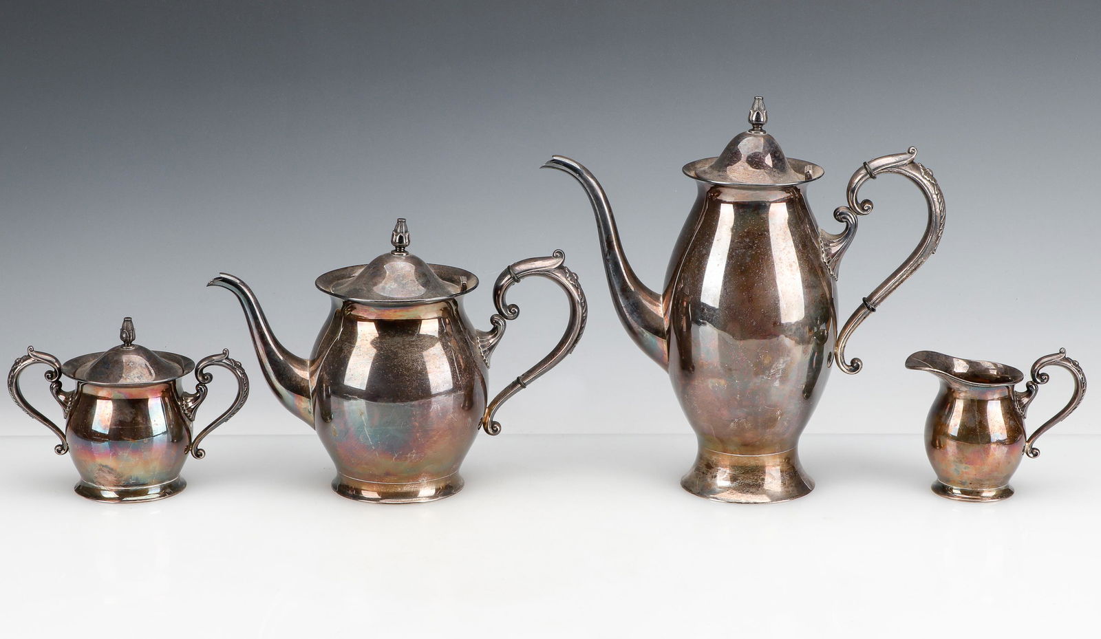 Toshikazu Japanese .950 Silver 4-Piece Tea Service, 75 ozt. (1 of 7)