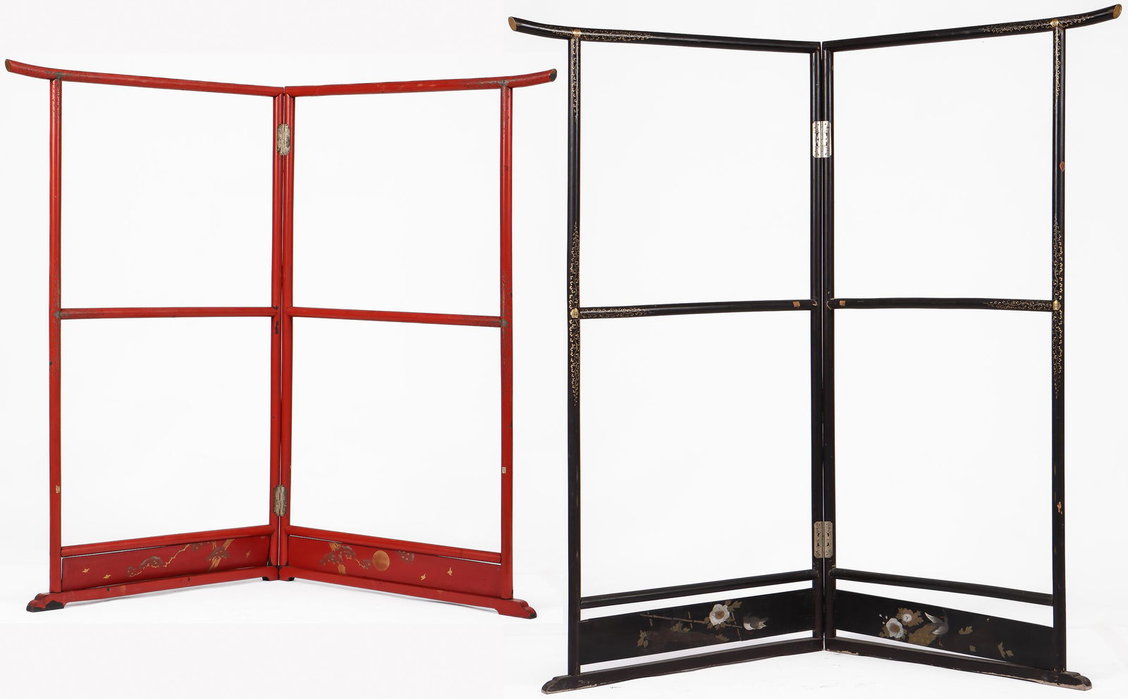 2 Antique Lacquered Folding 2-Panel Kimono Racks (1 of 9)